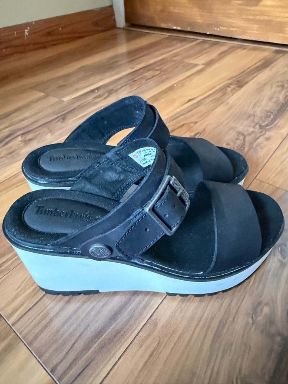 Timberland Koralyn Black Suede Two-Strap Platform Sandals - Picture 9 of 9